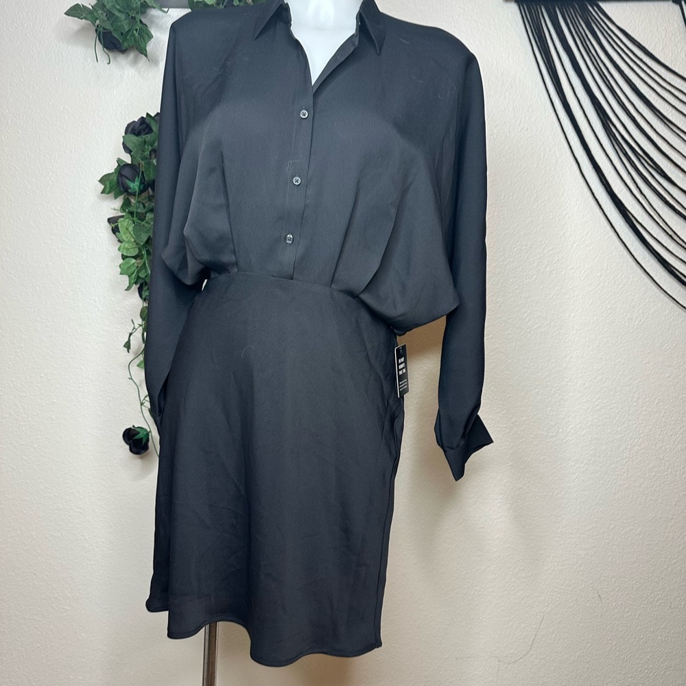Express Elegant Black Button-Up Dress